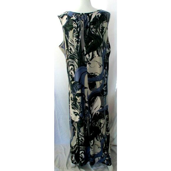 Attitudes By Renee Women's Blue & Gray Floral Stretch Sleeveless Maxi Dress XL - Picture 5 of 9